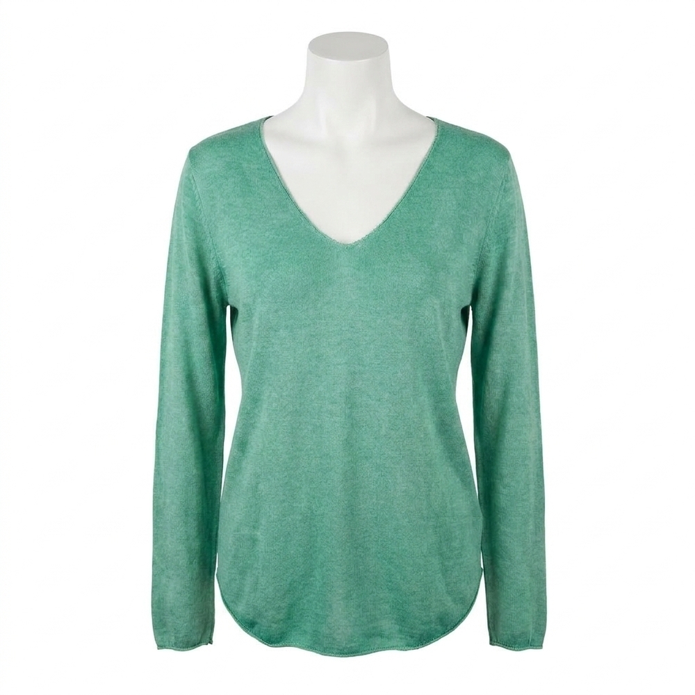 NEW MADE IN ITALY women's long sleeved v-neck top in emerald